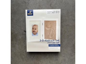 Veiling - 2x Tchibo 3D Afgietset Hand/Voet Baby + Fotolijst, Nieuw