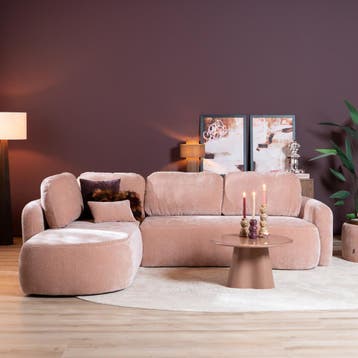 50% Korting: Hoekbank Vienna chenille roze links, Ophalen, Zo goed als nieuw