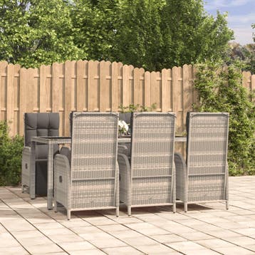 vidaXL 7-delige Tuinset met kussens poly rattan grijs, Verzenden, Nieuw, Tuinset