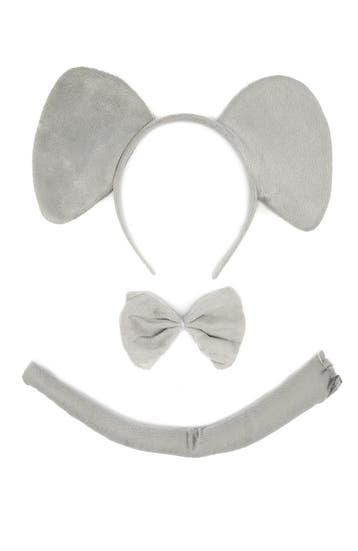 KIMU® Olifant Haarband Oren Strik Staart Diadeem Set Grijs Z, Ophalen of Verzenden, Nieuw, Carnaval, Accessoires