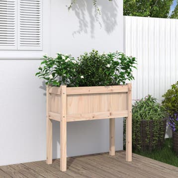 vidaXL Plantenbak met poten 70x31x70 cm massief grenenhout, Verzenden, Minder dan 60 cm, Nieuw, 60 cm of meer