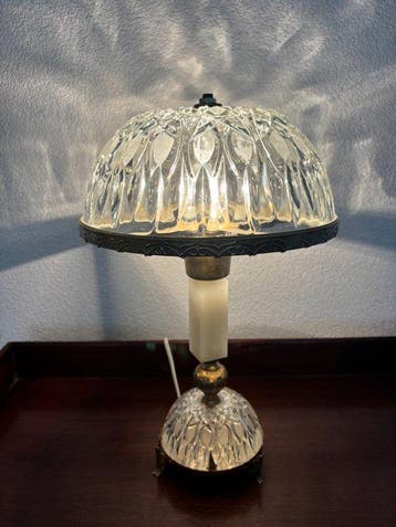 M - Lamp - Messing, Glas, Marmer, Kunststof - Hollywood, Antiek en Kunst, Curiosa en Brocante
