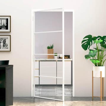 vidaXL Binnendeur 93x201,5 cm gehard glas en aluminium smal, Verzenden, Nieuw