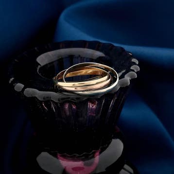 Tricolor gouden ring; 14 karaat; ringmaat 16,5, Gebruikt, Ophalen of Verzenden, Kleiner dan 17, Dame