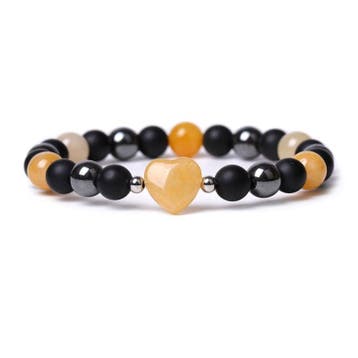 Armband – Topaz jade, hematiet en zwarte kralen – elasti, Ophalen of Verzenden, Nieuw, Kraal