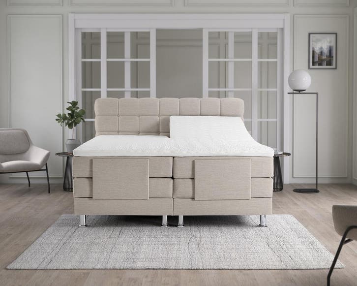 Elektrische Boxspring Arizona - Beige - 140 x 200 cm, Huis en Inrichting, Slaapkamer | Boxsprings, 200 cm, Beige, 140 cm, Twijfelaar