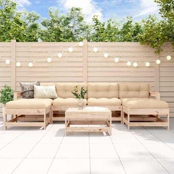 vidaXL 7-delige Loungeset massief grenenhout, Verzenden, Nieuw, 7 zitplaatsen, Loungeset