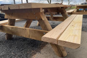 Rockwood® Landschapspicknicktafel Kastanje 220cm 2.20m   met, Ophalen of Verzenden, Nieuw, Rechthoekig, Hout