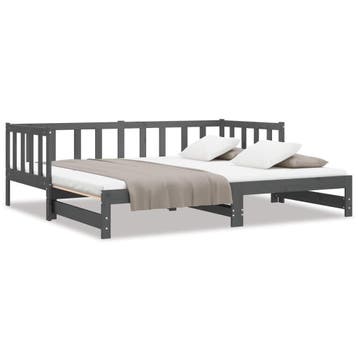 Logeerbed Uitschuifbaar | Tweedekansje | OP=OP, Gebruikt, 90 cm, Tweepersoons, Grijs