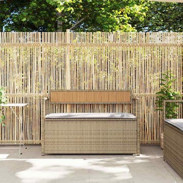 vidaXL Tuinbank met kussen beige polyrotan, Verzenden, Nieuw