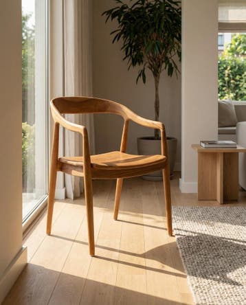 Arava eetkamerstoel – massief teak, Huis en Inrichting, Stoelen, Bruin, Nieuw, Ophalen of Verzenden, Modern / minimalistisch / Scandinavisch
