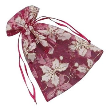 100 x Luxe kerst organza zakjes 7x9 cm met kerstster desi..., Ophalen of Verzenden, Nieuw