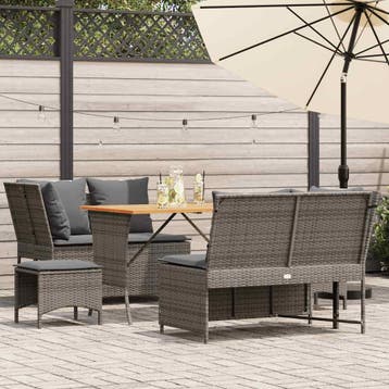 vidaXL 5-delige Loungeset met kussens poly rattan grijs, Verzenden, Nieuw, Loungeset