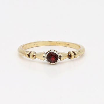Ring - 14 karaat Geel goud Granaat, Nieuw
