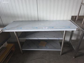 Tafel in inox met 2 ondertabletten NN, Nieuw in verpakking