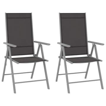 vidaXL Opklapbare stoelen, 2 stuks, Textilene, zwart, Tuin en Terras, Verzenden, Nieuw, Aluminium