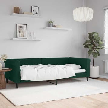 vidaXL Slaapbank 90x200 cm fluweel donkergroen, 90 cm, Eenpersoons, Verzenden, Nieuw