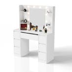 Kaptafel / Schminktafel Malia - Incl. Spiegel en LED - Wit, Verzenden, Nieuw