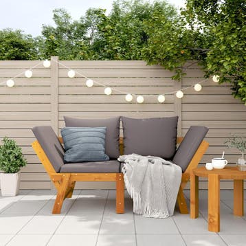 vidaXL Tuinbank met kussens 2-in-1 massief acaciahout, Verzenden, Nieuw, Hout