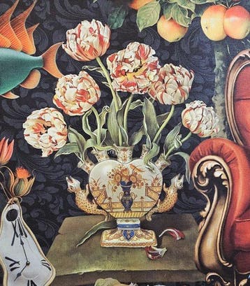 Textiel Vases Paradise met apen en flamingos - monochroom