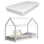 Kinderbed Netstal renen huisbed met matras 80x160 cm wit, Verzenden, Nieuw