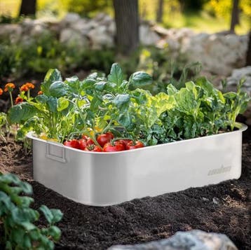 Box Decks RVS plantenbed set 3 buiten/binnen groenten kruide, Verzenden, Nieuw