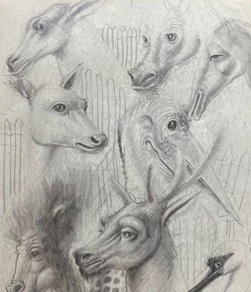 Ismael de La Serna (1898-1968) - Study of animal heads -