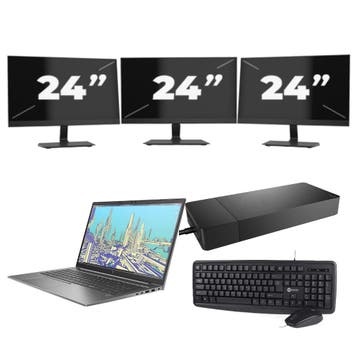 HP ZBook Firefly 15 G8 -   i7-11e  16GB  - 256GB  + 3x 24 in, Verzenden, Refurbished, 11e Generatie, HP