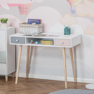 Scandinavisch Kinderbureau met Lade en Opbergvak - Wit/Grijs, Verzenden, Nieuw