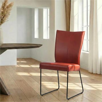 Leren eetkamerstoel Mate - Granada Rouge (rood) - U-poot, Huis en Inrichting, Stoelen, Ophalen of Verzenden, Nieuw, Leer, Industrieel, Modern
