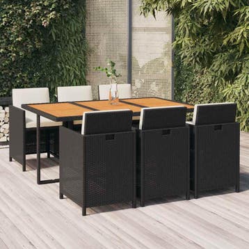 vidaXL 7-delige Tuinset met kussens poly rattan zwart, Tuin en Terras, Tuinsets en Loungesets, Verzenden, Nieuw, Tuinset