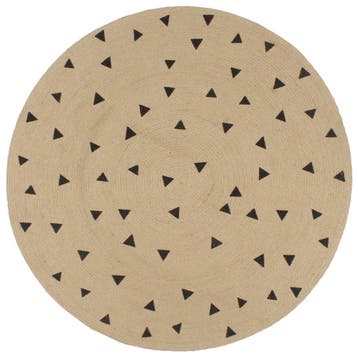 vidaXL Vloerkleed handgemaakt met driehoek print 90 cm jute, Verzenden, Nieuw, Zwart