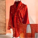 Vintage Japanse zijden haori-jas, oranje tie-dye Shibori,, Antiek en Kunst