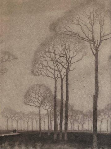 Jan Mankes (1889-1920) - Boomenrij, Antiek en Kunst