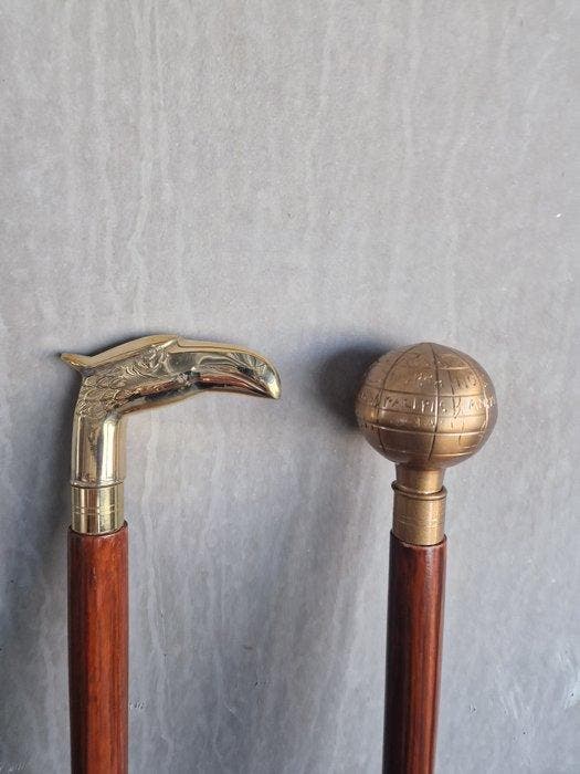 Wandelstok (2) - Hout, Messing, Antiek en Kunst, Kunst | Designobjecten
