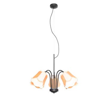 Klassieke hanglamp zwart met lampenkap goud 5-lichts - Nona, Verzenden, Nieuw, Classic-antique