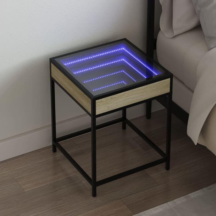 vidaXL Nachtkastje met Infinity LED 40x40x51 cm sonoma, Huis en Inrichting, Slaapkamer | Nachtkastjes, Nieuw, Hout, Verzenden