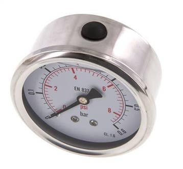 0..0.6 Bar Glycerine Manometer Achteraansluiting RVS/Messing, Verzenden, Nieuw