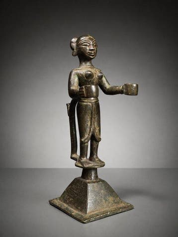 Beeld, Deepalakshmi - Orissa - 18th century - 19 cm - Brons, Antiek en Kunst