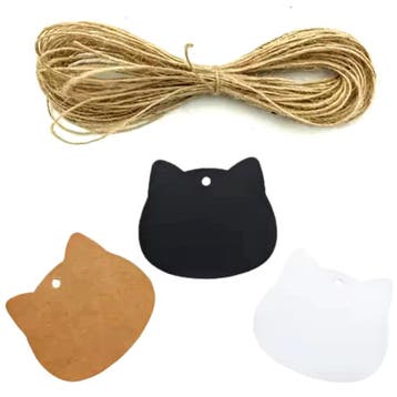 10 kraft kaartjes poezenhoofdje met 10 meter touw, Hobby en Vrije tijd, Verzenden, Nieuw