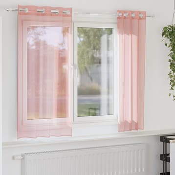 vidaXL Gordijnen voile met doorvoertules 2 st 140x140 cm, Verzenden, Nieuw, Roze