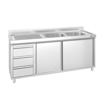 GGM Gastro | Spoelkast PREMIUM - RVS - 1800x700mm - met 3 |, Verzenden, Nieuw in verpakking, RVS Meubilair