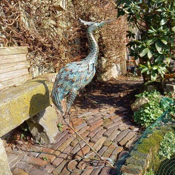 sculptuur, Elegant Heron - 83 cm - Metaal, Antiek en Kunst, Curiosa en Brocante