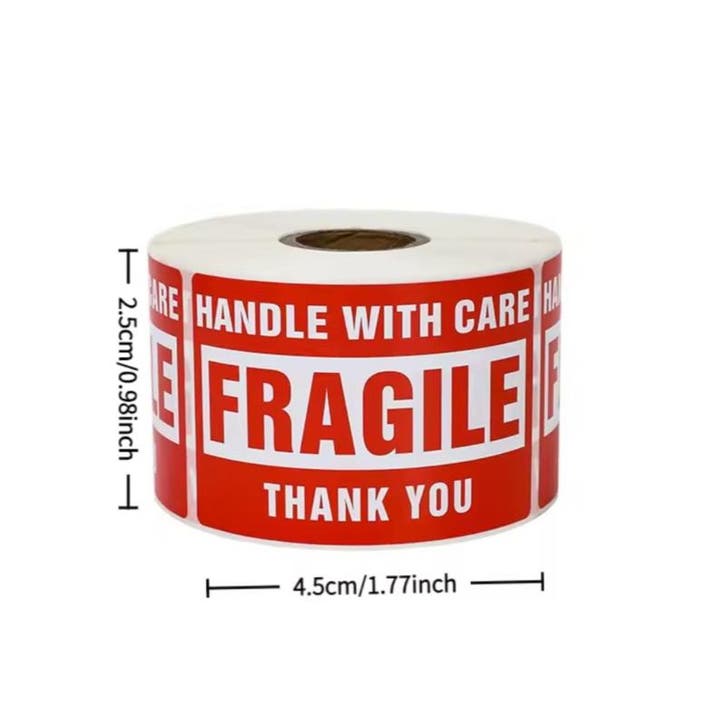 250x Handle with care FRAGILE thank You (Stickers op Rol), Hobby en Vrije tijd, Stickers en Plaatjes, Meerdere stickers, Nieuw
