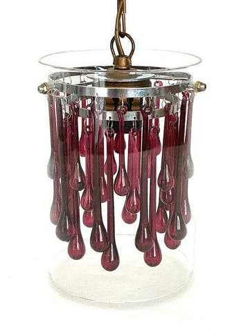 Elegante vintage hanglamp , cilindervormige glazen kooi met