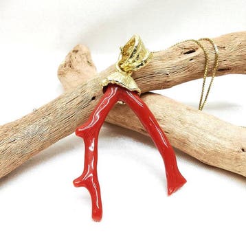 Koraal - Zilver - Ketting met hanger - Italiaans vakmanschap