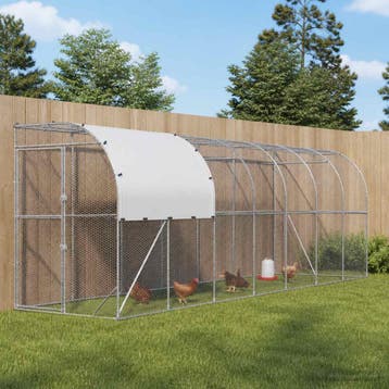 vidaXL Kippenhok Tegen de Muur zilver 800 x 100 x 215 cm, Dieren en Toebehoren, Verzenden, Nieuw