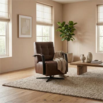 Leren draaifauteuil Mind - Vintage Brown (bruin) - Stervoet, Nieuw, Ophalen of Verzenden, 50 tot 75 cm, Industrieel, Modern
