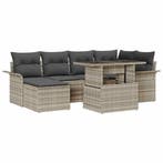 vidaXL Tuin Sofa Set met kussen met opslag 7 pcs Lichtgrijs, Verzenden, Nieuw, Rotan, 7 zitplaatsen