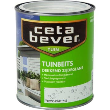 Cetabever tuinbeits dekkend zijdeglans - wit 300 - 0,75 l..., Wit, Nieuw, Beits, Ophalen of Verzenden